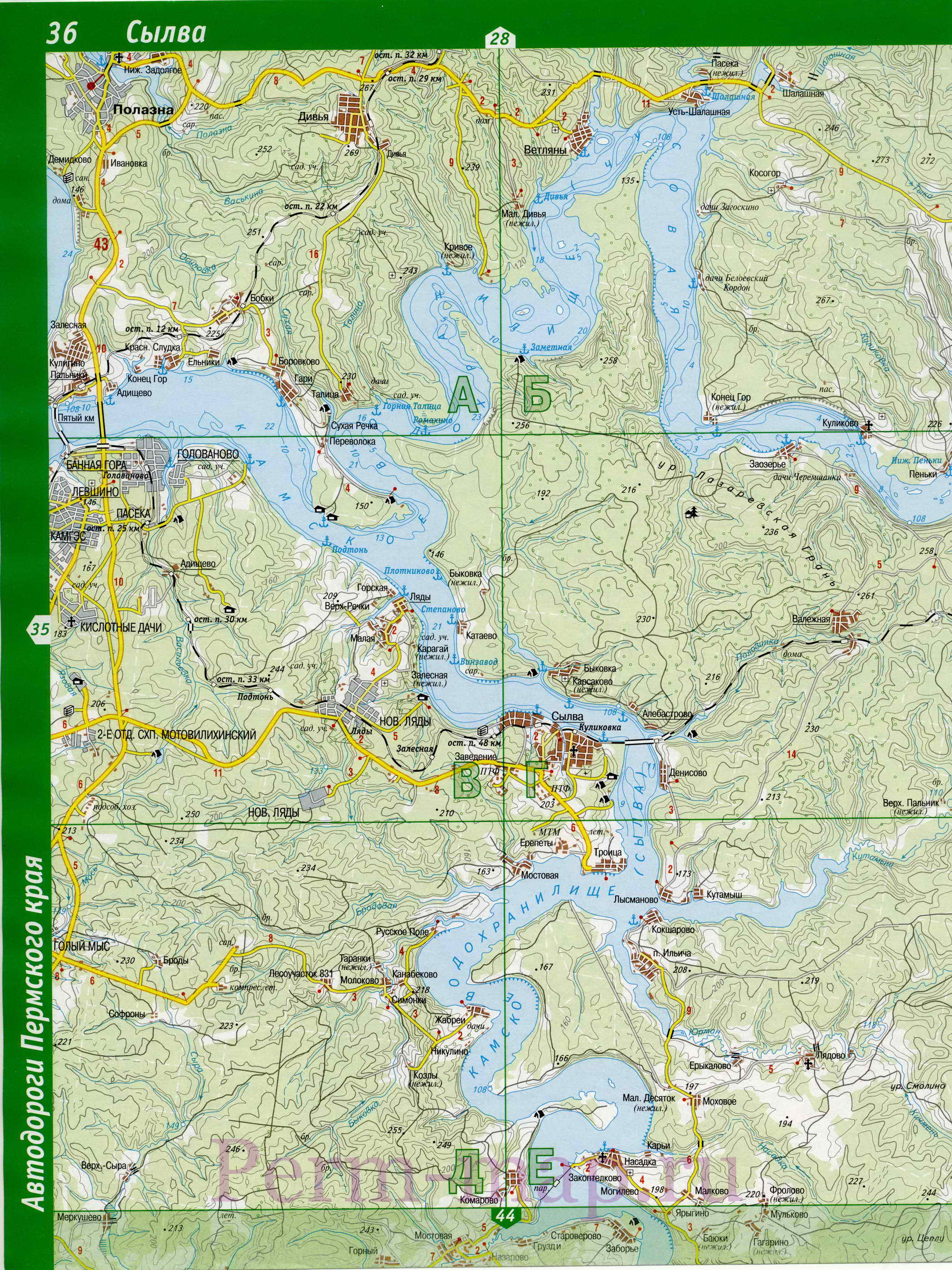  Карта Перми автомобильная. Карта Перми и пригородов. Карта окрестностей города Пермь, B0 - 