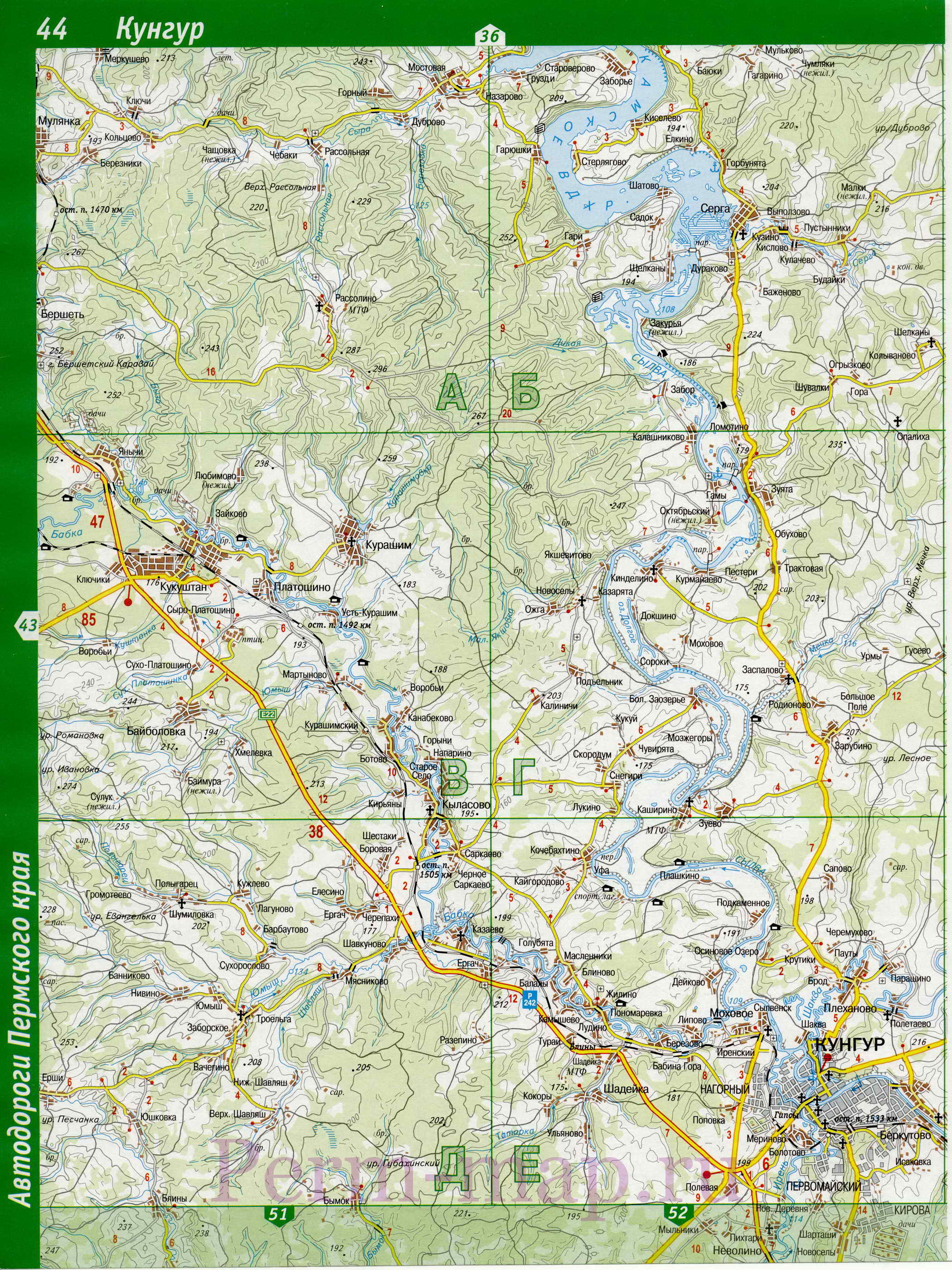 Карта Кунгура. Карта окрестностей города Кунгур, Пермский край, A0 - 